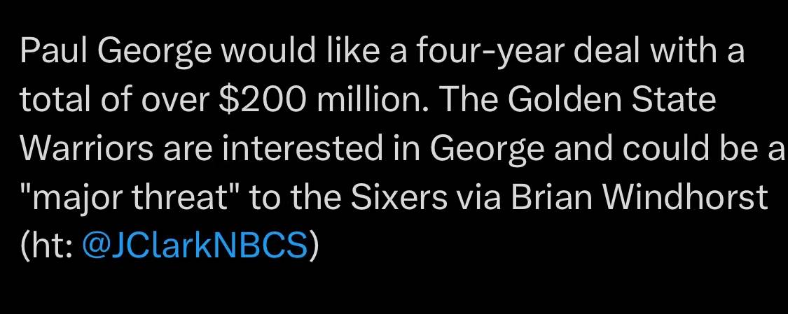 NBA名记透露，勇士愿意给乔治四年全额顶薪！超过3年1.5亿美金！