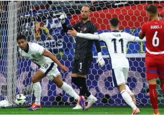 欧洲杯-英格兰1-0塞尔维亚开门红 贝林厄姆处子球萨卡助攻